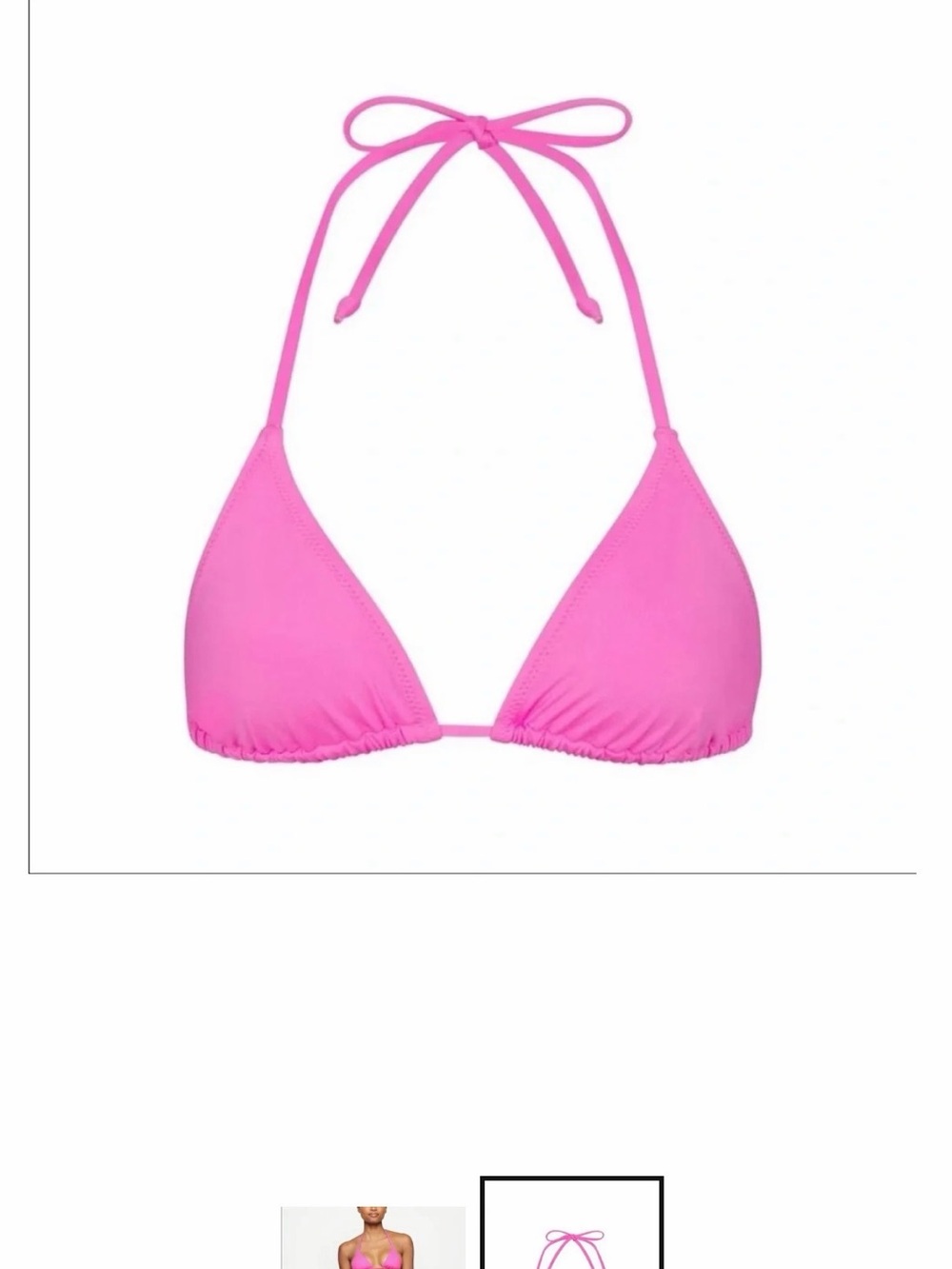 SKIMS Pink Triangle Bikini Top with Slim Straps